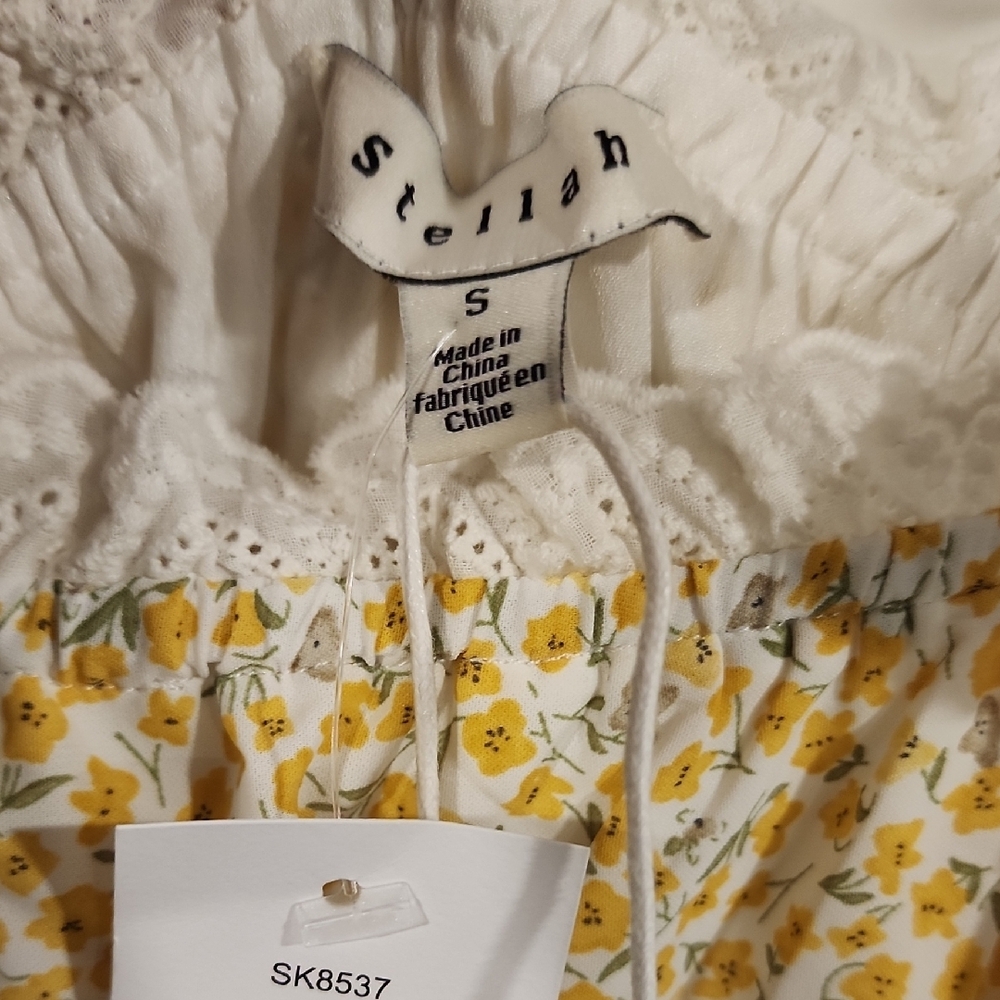 Stellah Floral Smocked Dress in Yellow and White - Picture 2 of 7